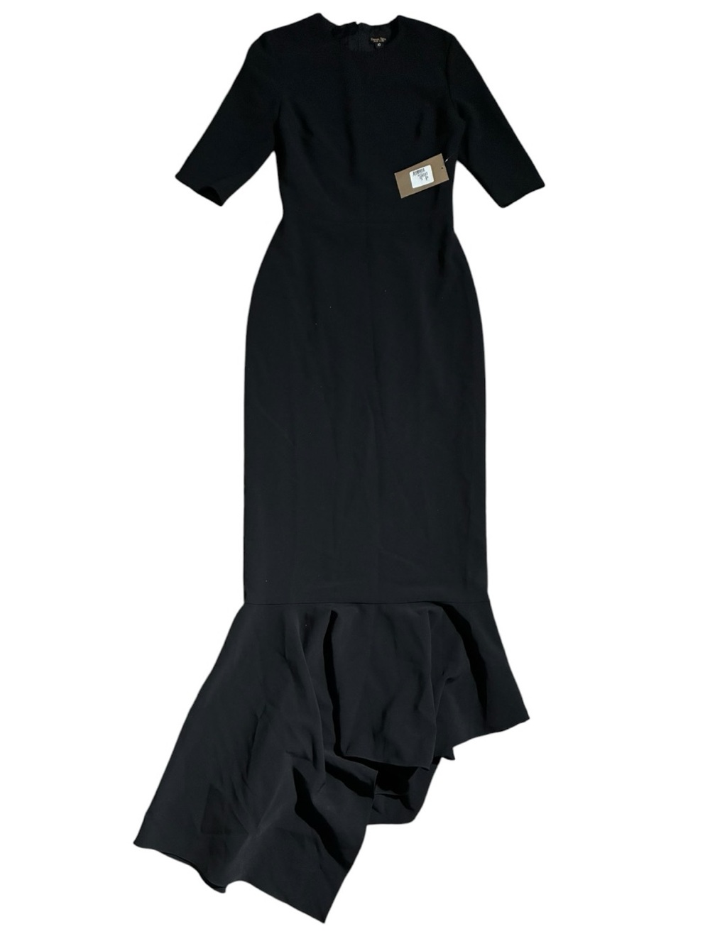 NWT Reem Acra NY Silk Gown Dress Asymmetrical Black